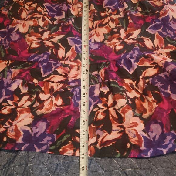 NEW Terra & Sky Size 2X Plus Tiered Boho Peasant Dark Floral Midi Smocked Dress - Picture 10 of 10